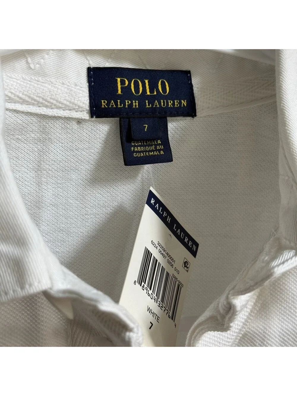 NWT Polo Ralph Lauren USA Big Pony Polo Shirt Youth Size 7 Unisex White